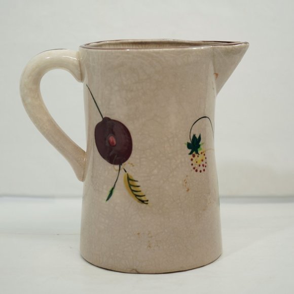 Vintage 60s Mid Century MCM Hand Painted Fruit Motif Mini Pitcher - Picture 3 of 10